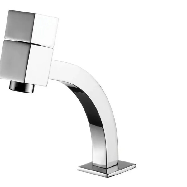 Torneira Lavatório Inox Cromo Bica Quadrada Baixa 1/4 Volta