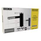 Torneira Lavatório Monocomando Bica Baixa Móvel Preto E Inox