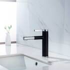 Torneira Lavatório Monocomando Bica Baixa Móvel Preto E Inox