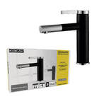 Torneira Lavatório Monocomando Bica Baixa Móvel Preto E Inox