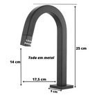 Torneira Lavatório Slim Tube Quadrada Baixa Preto Fosco 1/4v