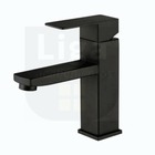 Torneira Liga Monocomando Preta Baixa Banheiro F2015b