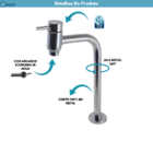 Torneira Link Bica Média De Mesa P/ Cuba Sobrepor 1/4 Volta