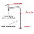 Torneira Link Lavatorio Banheiro Pia 1/4 De Volta Metal Croma