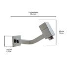 Torneira Link Quadrada Banheiro De Parede Média 1/4 De Volta