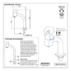 Torneira Link Quadrada Lavatório/banheiro Metal Baixa 1/4v.