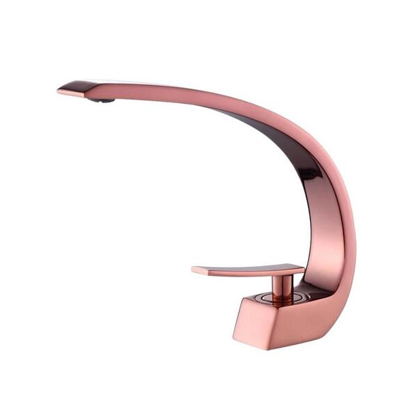 Torneira Luxo Curva Com Misturador Monocomando Rose De Bancad