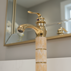 Torneira Luxo Lavatório Dourado Alta Misturador Monocomando