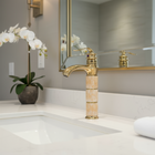 Torneira Luxo Lavatório Dourado Alta Misturador Monocomando