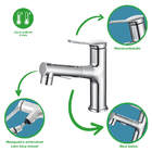 Torneira Luxo Lavatório Monocomando Bica Móvel 3 Jatos Inox