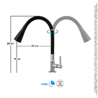 Torneira Mesa Cozinha Gourmet Cônica Black Flexível C60