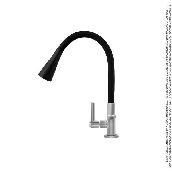 Torneira Mesa Cozinha Gourmet Cônica Black Flexível C60
