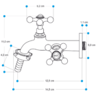 Torneira Metal Duas Saídas Máquina Lavar Tanque