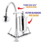 Torneira Metal Inox Filtro Gourmet Pia Mesa Cozinha Bancada D