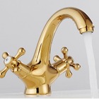 Torneira Misturador Banheiro Duplo Comando Dourado Brilhoso