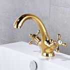 Torneira Misturador Banheiro Duplo Comando Dourado Brilhoso