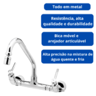 Torneira Misturador Bica Móvel Cozinha Parede Alavanca com 1/