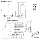 Torneira Misturador Cozinha Branco e Dourado Tubo Flexível 1/