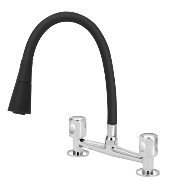 Torneira Misturador Cozinha Mesa Gourmet Flexível Cone Preto