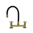 Torneira Misturador Cozinha Mesa Tubo Flexível Preta E Dourad