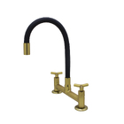 Torneira Misturador Cozinha Mesa Tubo Flexível Preta E Dourad