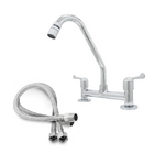 Torneira Misturador Cozinha Metal Bancada Mesa + 2 Flexíveis