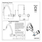 Torneira Misturador Cozinha Parede Arejador Articulado 1/4v.