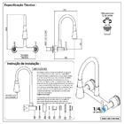 Torneira Misturador Cozinha Parede Flexível Moderna