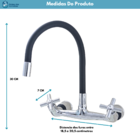 Torneira Misturador Gourmet Cozinha Parede C-64 Preto 1/4v.