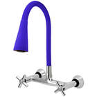 Torneira Misturador Gourmet Flexível Cone Azul Parede C62