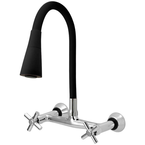 Torneira Misturador Gourmet Flexível Cone Preto Parede C62