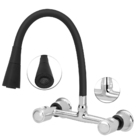 Torneira Misturador Gourmet Preto Flexível Cone Parede