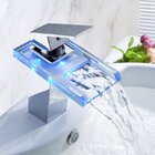 Torneira Misturador Monocomando Cascata Led Vidro Banheiro/la