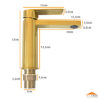 Torneira Misturador Monocomando Dourada Bancada Mesa Lavatóri