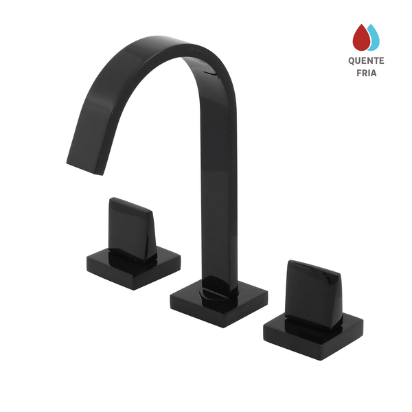 Torneira Misturador para Pia de Banheiro Bica Alta Preto Prima BL210 Fani