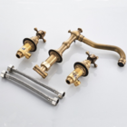 Torneira Misturador Vintage Retrô Bronze Com Porcelana