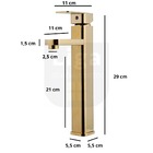 Torneira Monoc Banheiro Alta Gold F2016g Quadrada Dourada