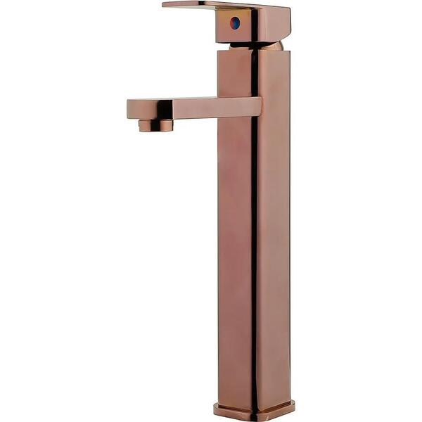 Torneira Monoc Banheiro Alta Rose Gold F2016r Quadrada