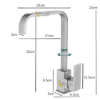 Torneira Monocomando 360º Cozinha Bancada Inox Escovada 1/4