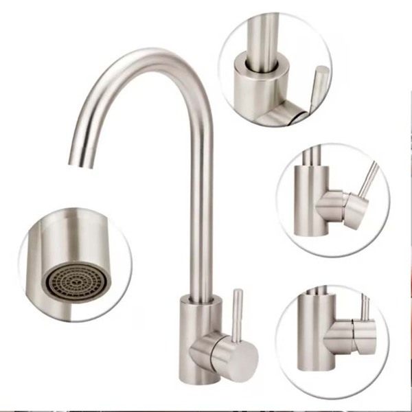 Torneira Monocomando Água Quente\Fria Misturador Torn. Aço In