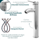 Torneira Monocomando Banheiro Bica Alta Moderna Cromada Quent