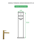 Torneira Monocomando Bica Alta Redonda Dourada Rtl 02