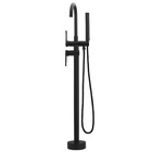 Torneira Monocomando com Chuveirinho Piso Banheira Preto Fosco Redondo Stoc