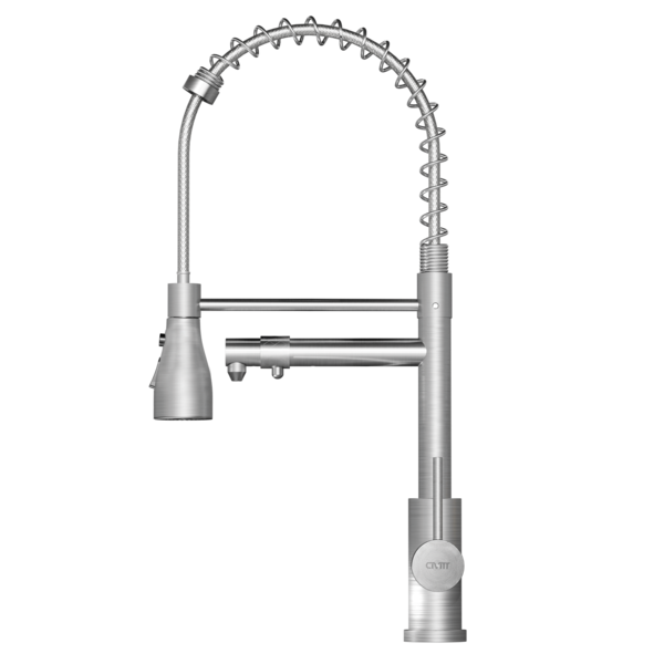 Torneira Monocomando Gourmet com Filtro de Pia para Cozinha com Bica Alta Articulável Inox Escovado Roma Civitt