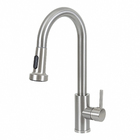 Torneira Monocomando Gourmet de Pia para Cozinha com Bica Alta Extensível Inox Escovado Econocozi Jiwi