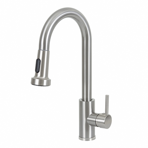 Torneira Monocomando Gourmet de Pia para Cozinha com Bica Alta Extensível Inox Escovado Econocozi Jiwi