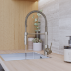 Torneira Monocomando Gourmet de Pia para Cozinha com Bica Alta Flexível Níquel Escovado Tomas Delinia