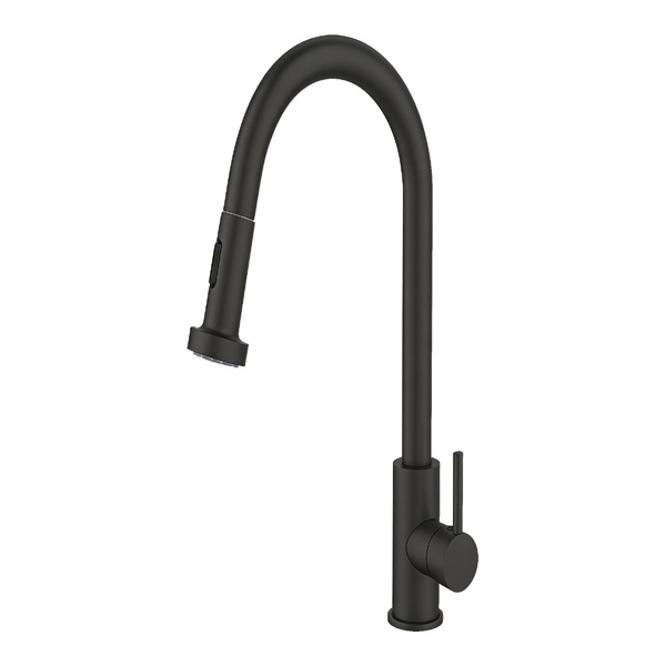 Torneira Monocomando Gourmet de Pia para Cozinha com Bica Alta Extensível Preto Fosco Econocozi Jiwi