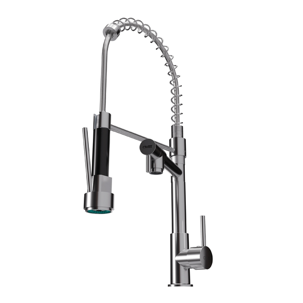 Torneira Monocomando Gourmet com Saída para Água Filtrada de Pia para Cozinha com Bica Média Flexível Cromado DUO Civit