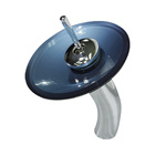 Torneira Monocomando De Vidro Redonda Alta Azul